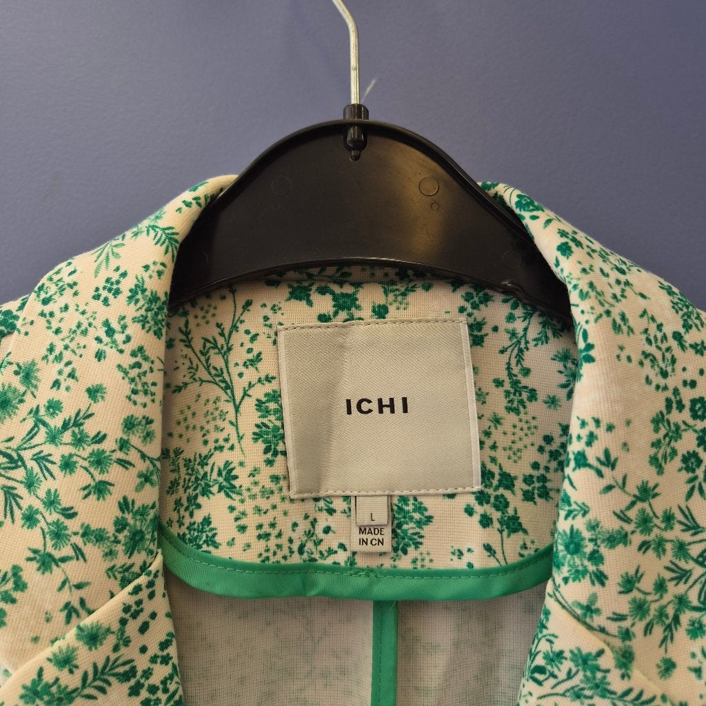ICHI Kate blazer groen creme bloemenprint maat M-L nr 52180, Kleding | Dames, ICHI, Ophalen of Verzenden, Zo goed als nieuw, Jasje