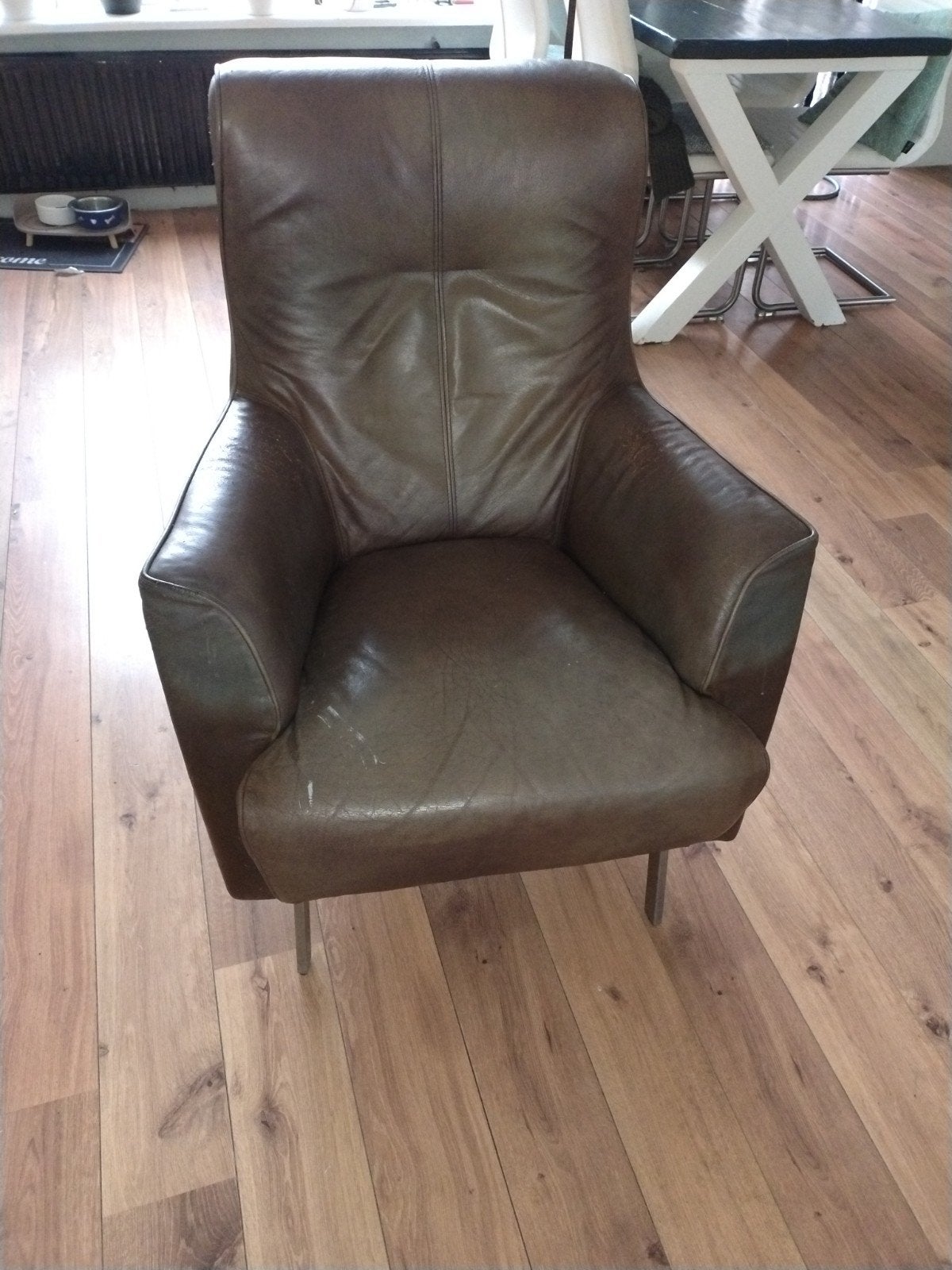 Gratis: Leren fauteuil Henders en Hazel (opknapper), Ophalen, Gebruikt, 50 tot 75 cm, Leer