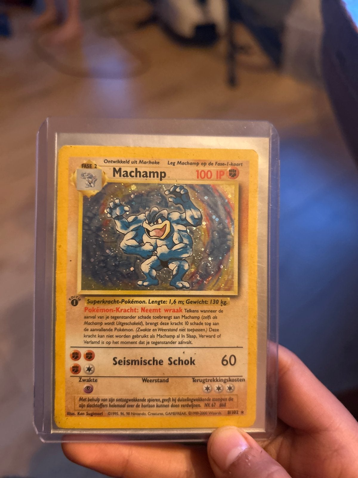 Machamp Pokémon kaart (Base Set 1st Edition), Hobby en Vrije tijd, Verzamelkaartspellen | Pokémon, Ophalen of Verzenden, Gebruikt