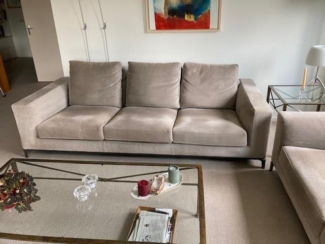 Minotti Andersen, 245cm., grijs, Huis en Inrichting, Banken | Bankstellen, Ophalen, Gebruikt, Minotti Andersen, Driepersoons