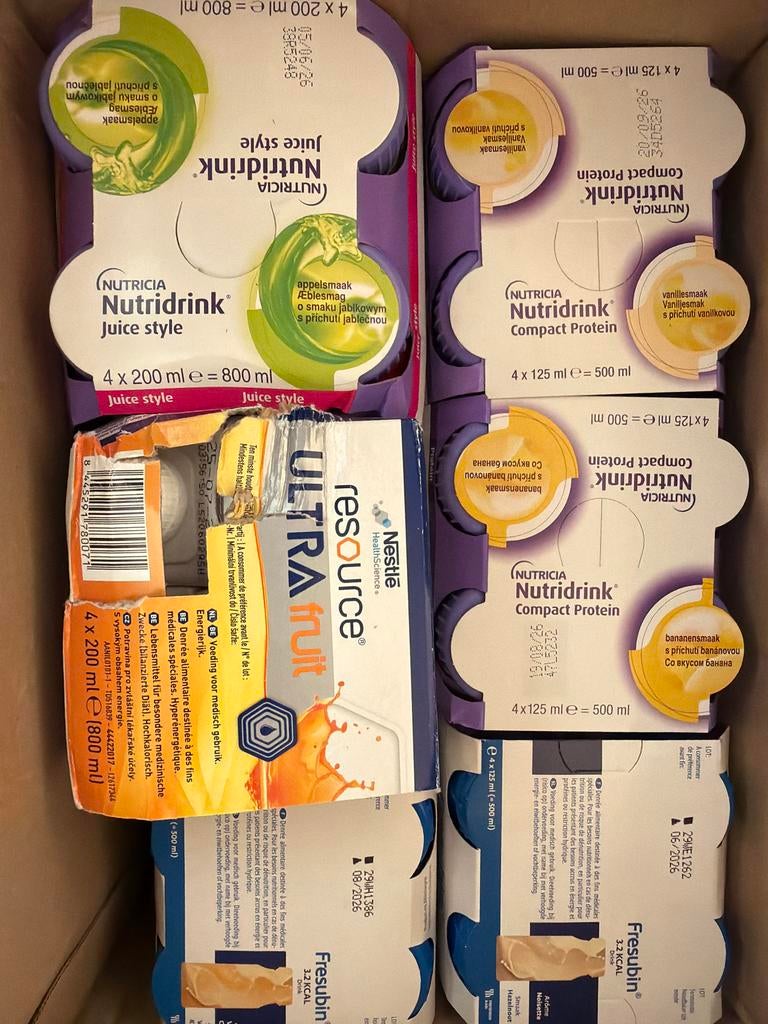 72 flesjes Nutridrink / Fresubin houdbaar eind april tm nov, Diversen, Levensmiddelen, Ophalen of Verzenden