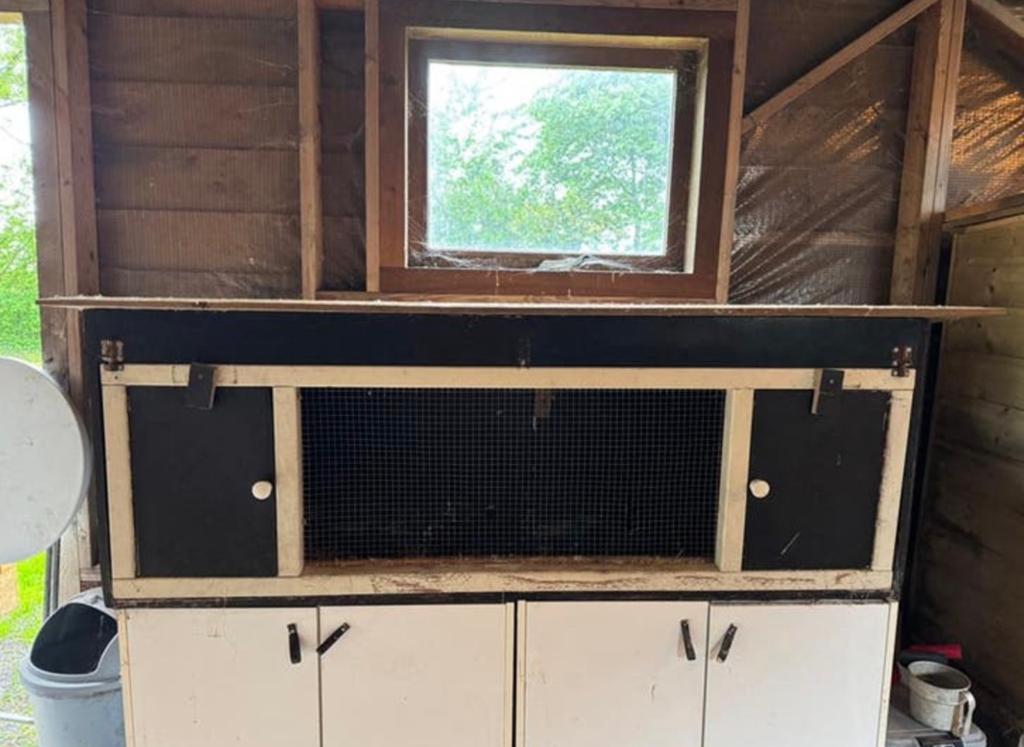 Groot konijnenhok van betonplex 165x62, Dieren en Toebehoren, Knaagdieren en Konijnen | Hokken en Kooien, Ophalen, 90 cm of meer