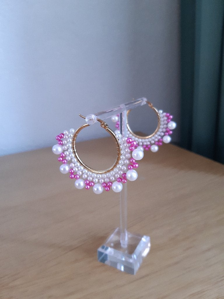 Parel oorbellen met Miyuki kralen., Sieraden, Tassen en Uiterlijk, Oorbellen, Hangers, Overige kleuren, Nieuw, Ophalen of Verzenden