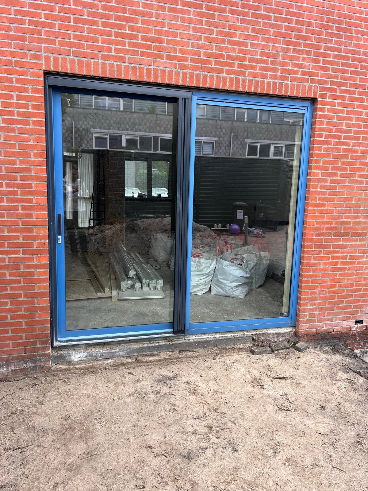 Gebruikte aluminium schuifpui met hordeur 2.40x2.50, Doe-het-zelf en Verbouw, Ophalen, Gebruikt, 225 cm of meer, Aluminium