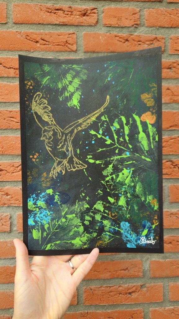 Putter op A4 formaat, Antiek en Kunst, Acrylverf, Gesigneerd, Papier/karton, Ophalen of Verzenden