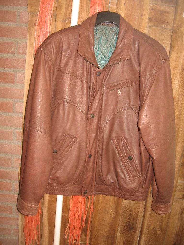 leren herenjas, Ophalen of Verzenden, Zo goed als nieuw, Maat 56/58 (XL), Bruin
