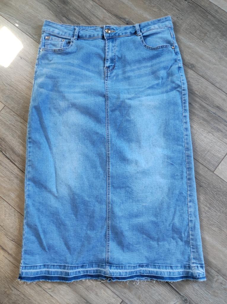 Lange spijkerrok maat 44, Blauw, Maat 42/44 (L), Ophalen of Verzenden, Zo goed als nieuw