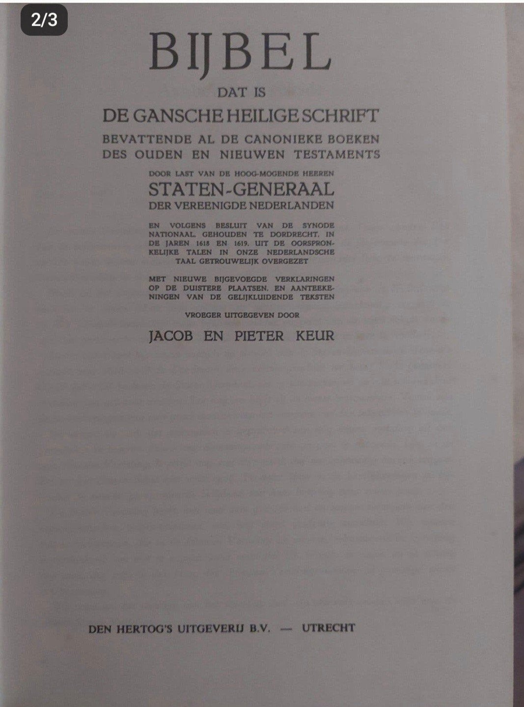 Statenbijbel 1957- Jacob en Pieter Keur - Drie delen, Ophalen of Verzenden, Jacob en Pieter Keur