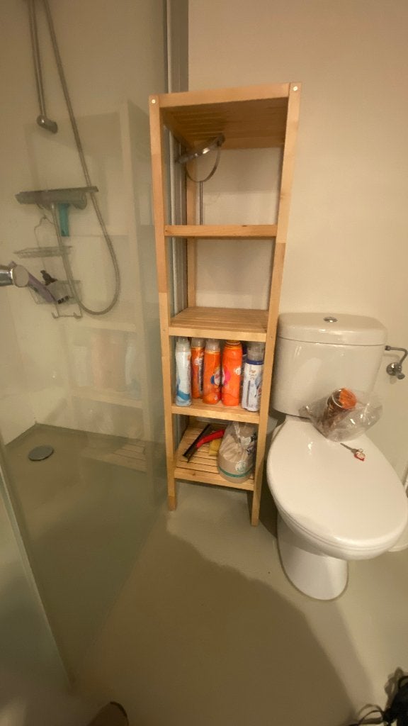 Smalle houten open kast / badkamerkast, Huis en Inrichting, Kasten | Boekenkasten, Ophalen, Minder dan 50 cm, Gebruikt, 150 tot 200 cm