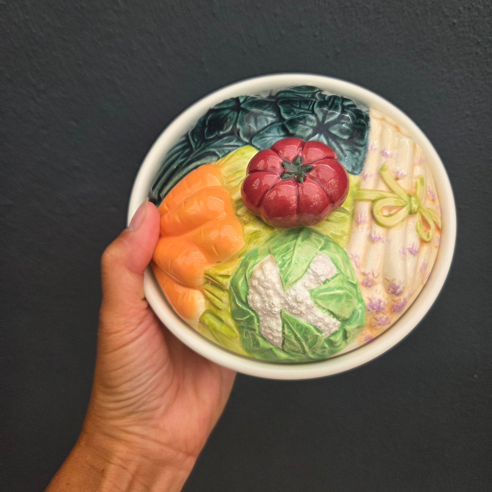 Michel Caugant Aardewerk Terrine Groente Decor, Ophalen of Verzenden