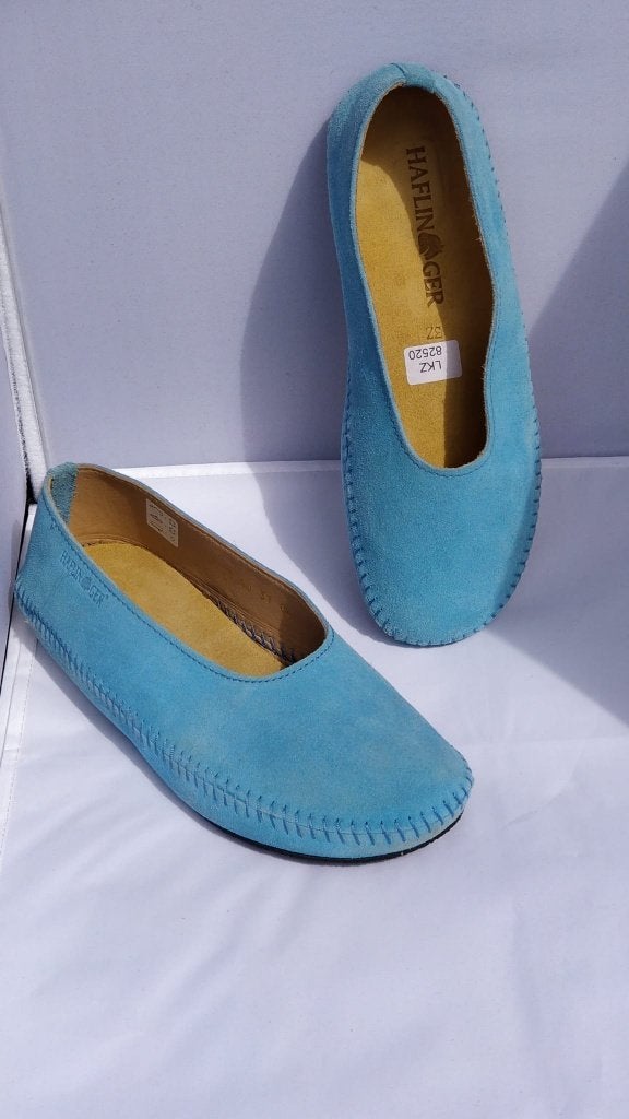 Haflinger, Leren ballerina, blauw, Blauw, Zo goed als nieuw, Haflinger, Ballerina's