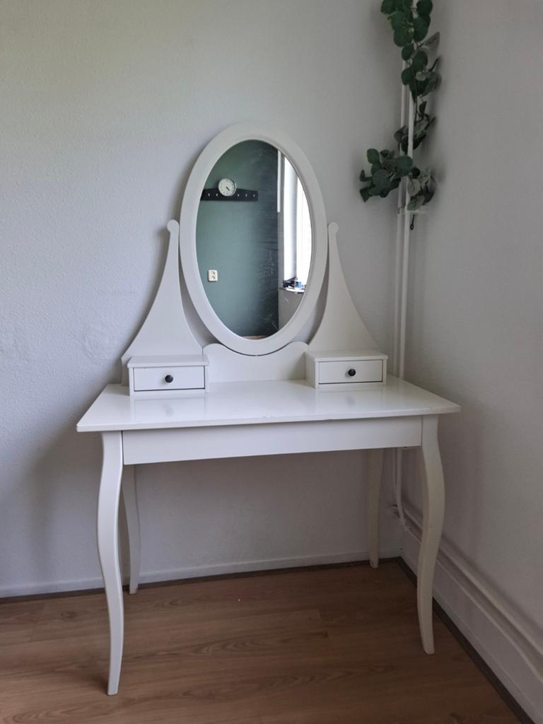 Mooie witte kaptafel/make-up tafel met spiegel IKEA, Ophalen, Gebruikt, 50 tot 100 cm, Minder dan 100 cm