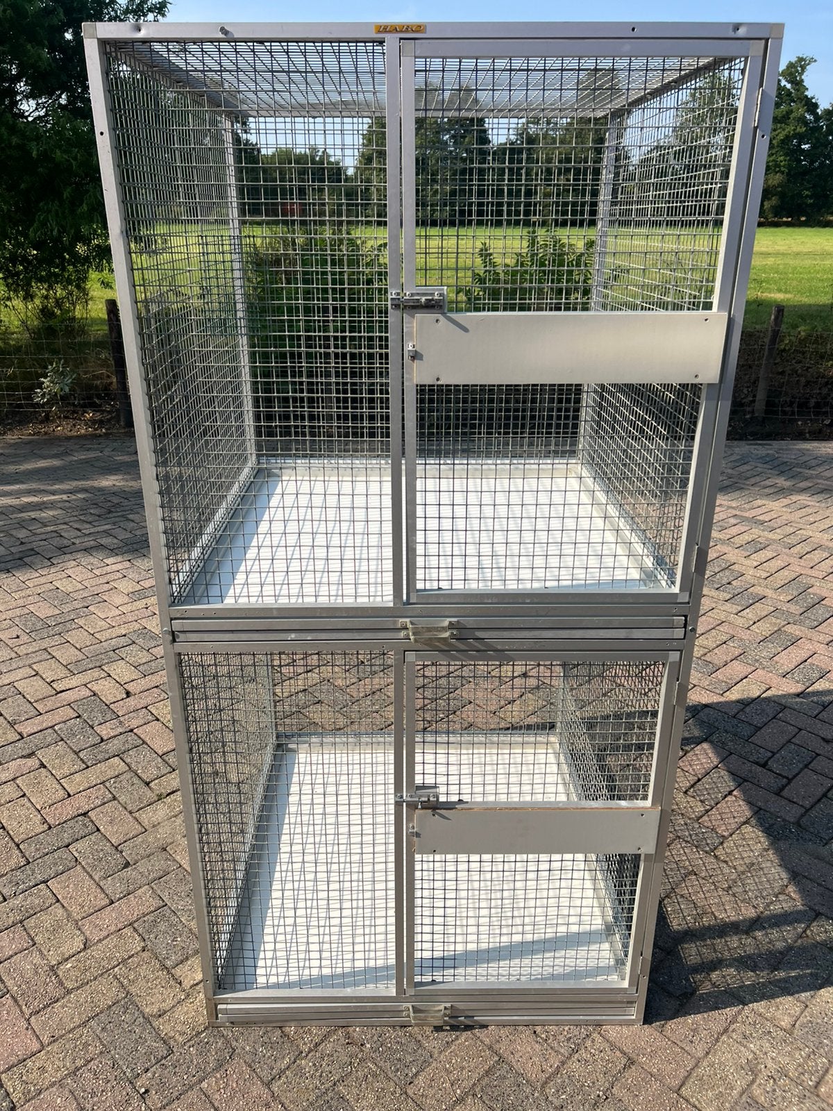 dubbele broedkooi aluminium volière ca 1x1x2m1 met dik gaas, Ophalen, Gebruikt, Aluminium, Volière