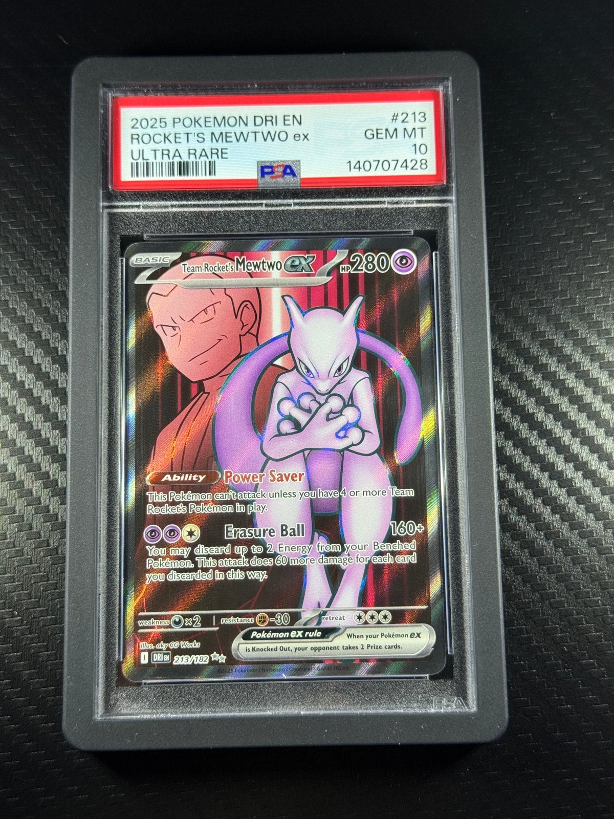 Team Rocket’s Mewtwo ex | PSA 10 | Holo | #213/182, Ophalen of Verzenden, Zo goed als nieuw