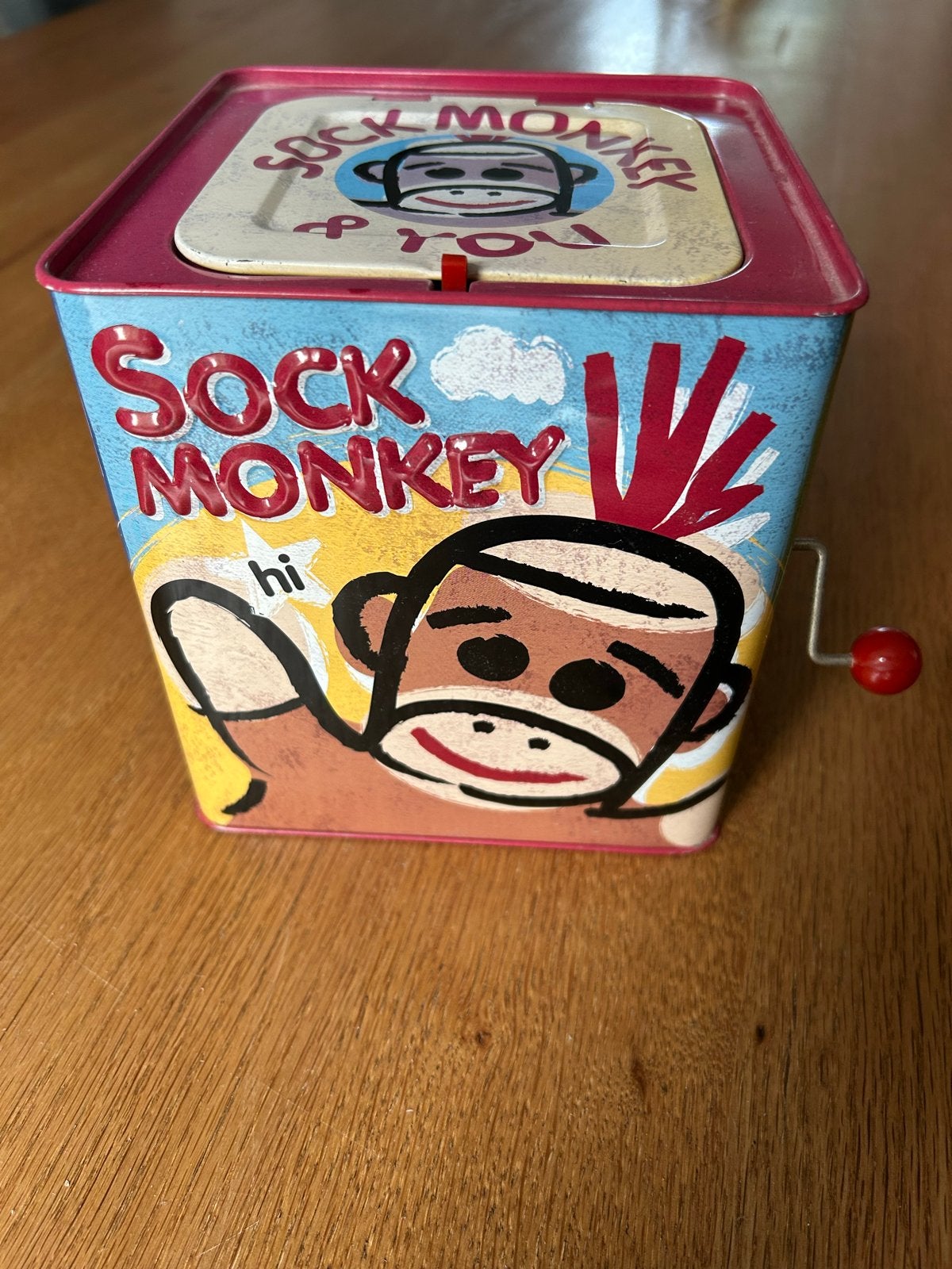 Sock Monkey Jack in the Box - Klassiek Speelgoed, Ophalen, Zo goed als nieuw