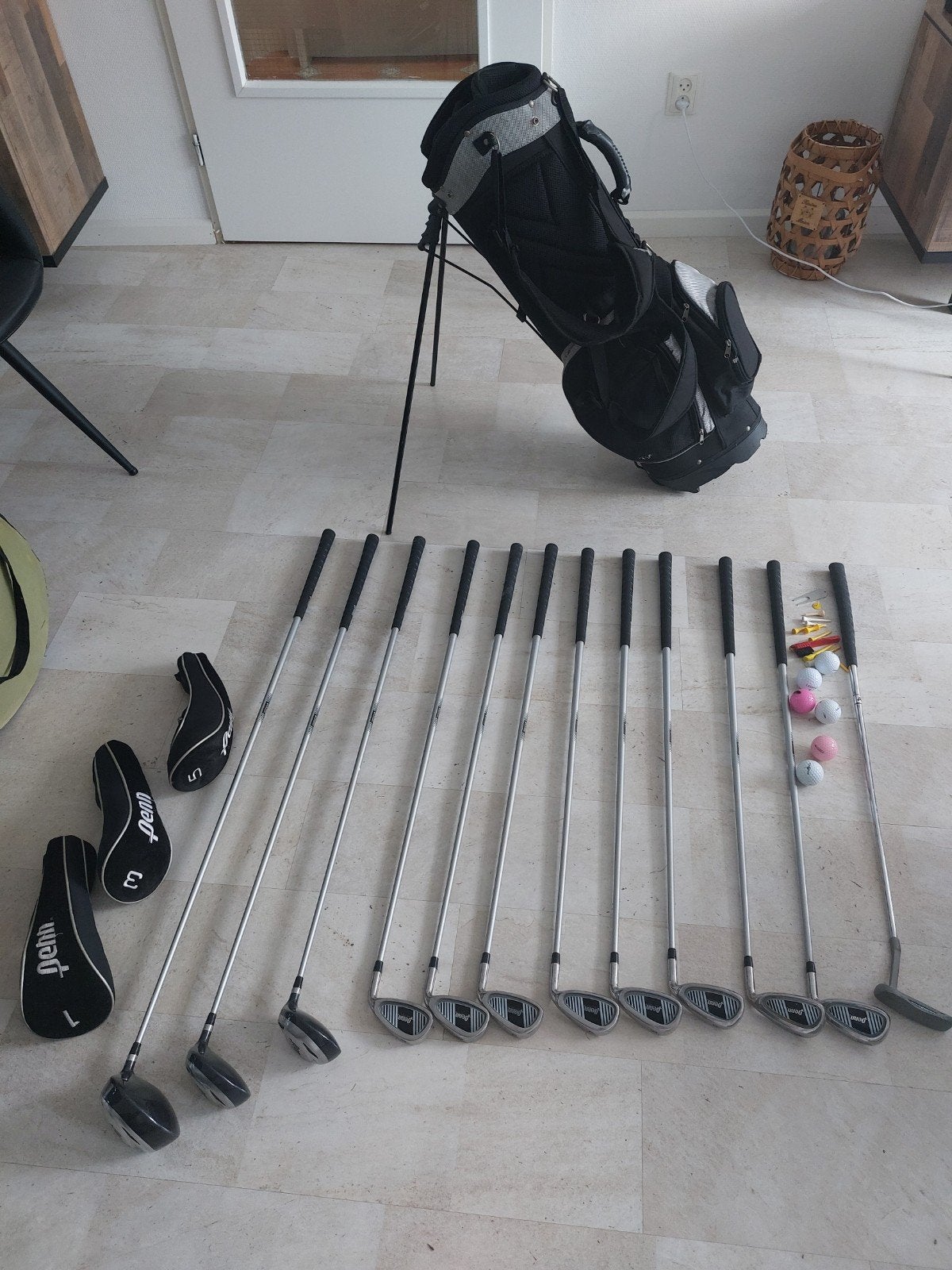 Complete golfset Penn Air-Five met tas en trolley, Ophalen, Gebruikt, Set, Overige merken