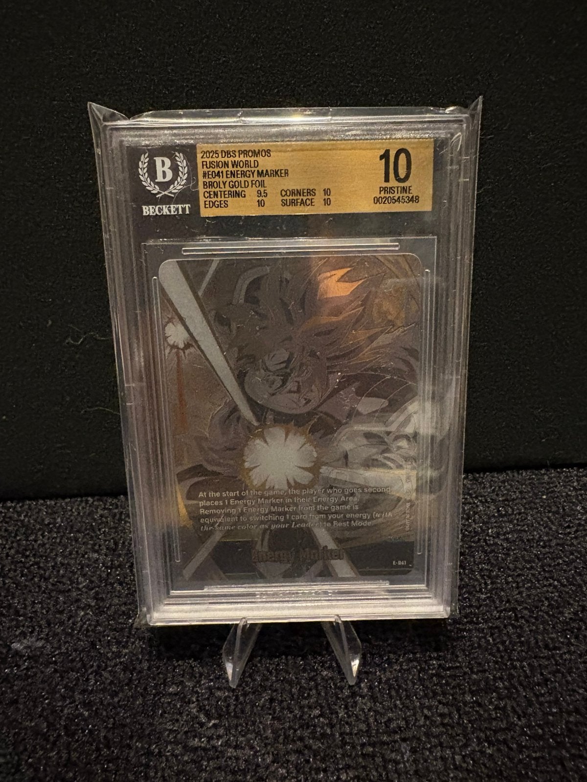 Dragonball fusion world energy marker E-041 BGS 10 Broly, Ophalen of Verzenden, Nieuw, Losse kaart, Foil