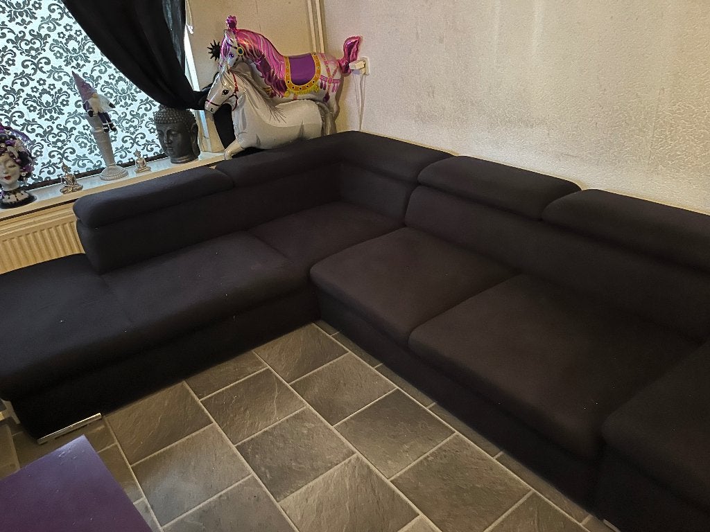 Zwarte hoekbank, Huis en Inrichting, Banken | Bankstellen, Ophalen, Gebruikt, Hoekbank, 150 cm of meer