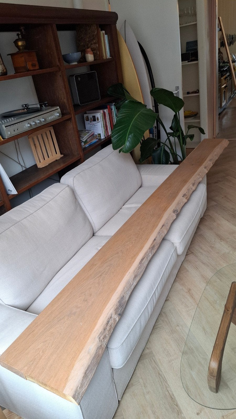 Eikenhouten plank - 307cm lang, 4,5cm dik, Ophalen, Gebruikt, 25 tot 50 mm, Eiken