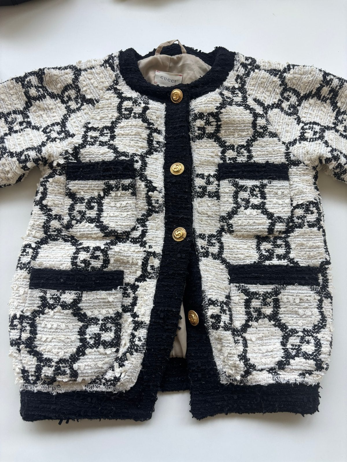 Vintage Gucci Kinder Bomber Vest - Zwart/Wit, Ophalen, Gebruikt, Jongen of Meisje