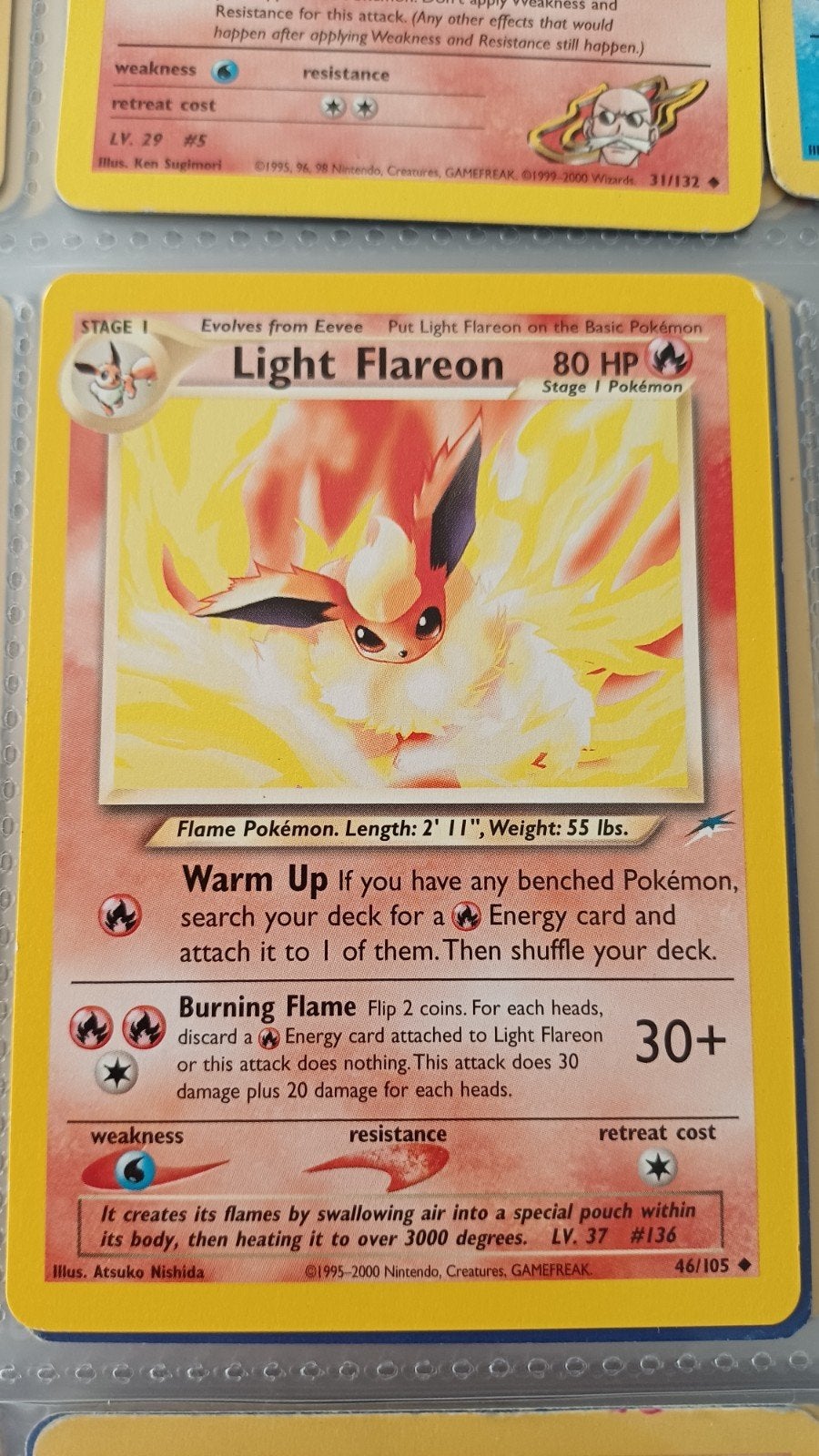 Pokémon Light Flareon 46/105 Neo Destiny WOTC Kaart, Ophalen, Zo goed als nieuw, Losse kaart