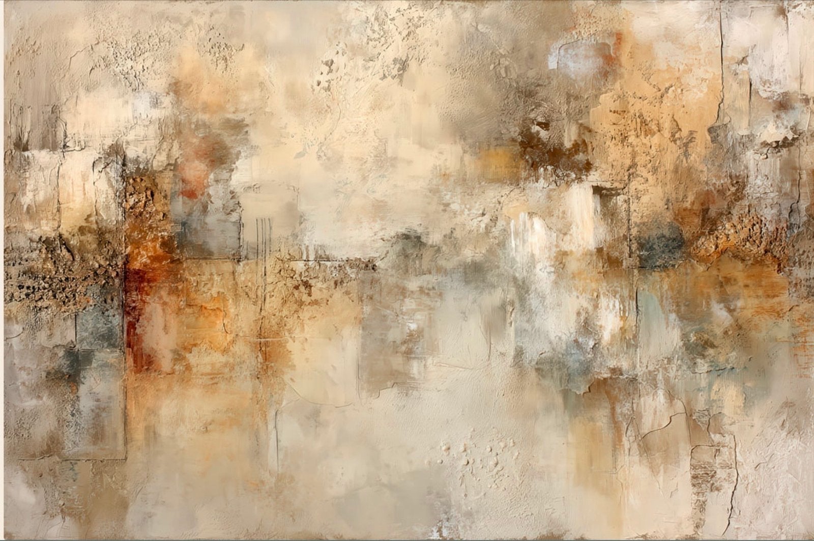 Abstract schilderij op canvas - warme aardetinten, 200x135cm, Ophalen
