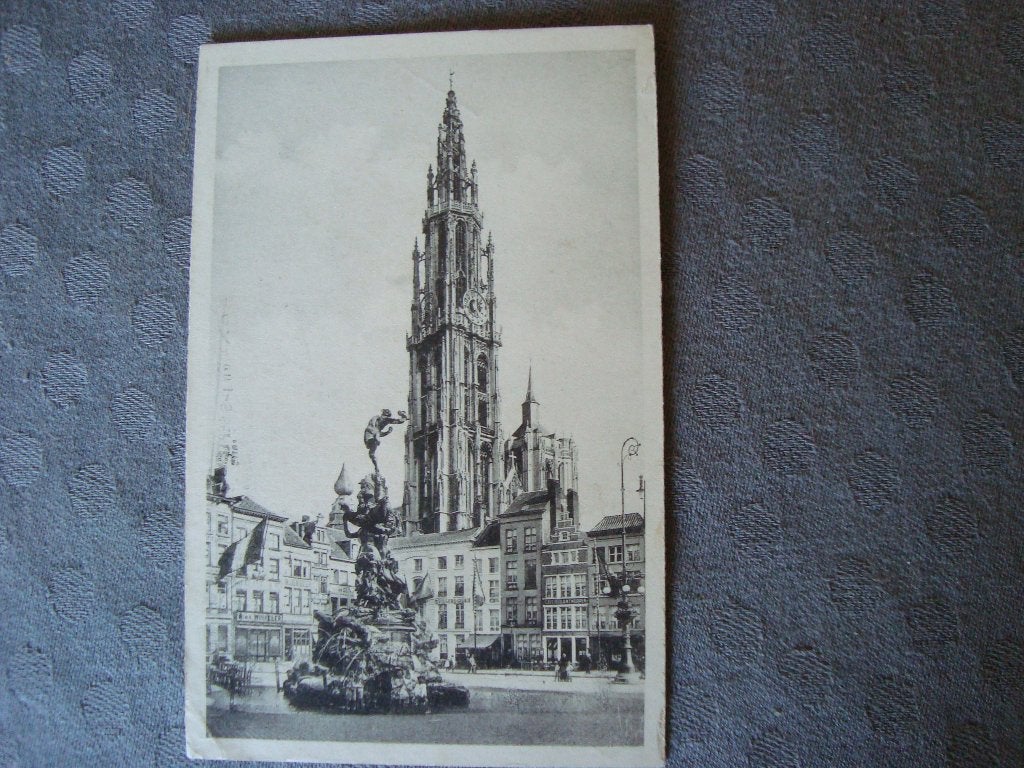 Antwerpen - hoofdkerk, grote markt 1920-1940, Verzamelen, Ophalen of Verzenden, Voor 1920, Gelopen, Antwerpen