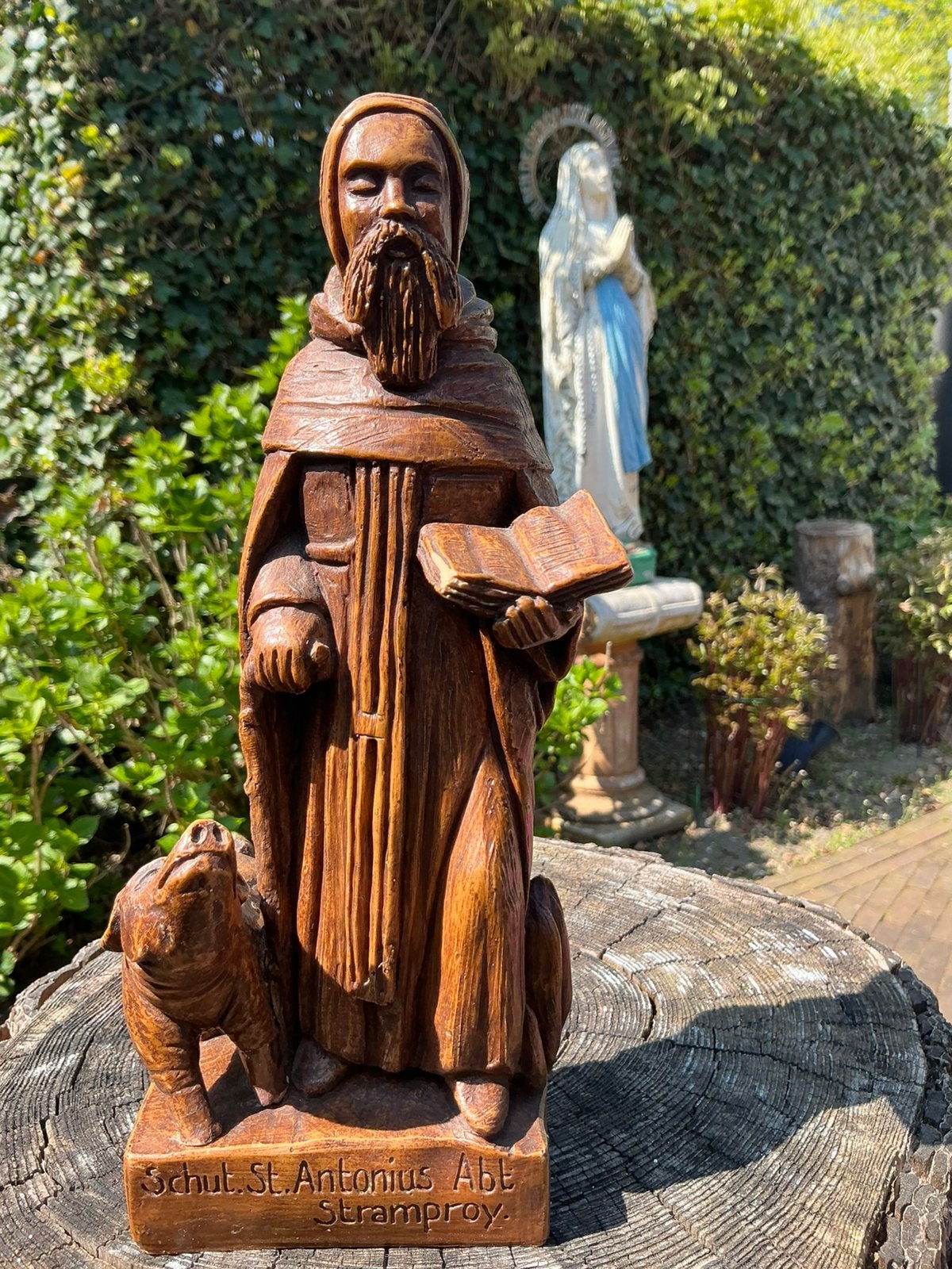 Heiligenbeeld St. Anthonius Abt ❤️ Stramproy met varken, Ophalen of Verzenden