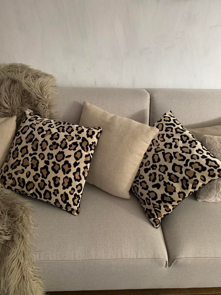 NIEUWE KUSSENS PANTER ECRU 3 STUKS € 49,00, Ophalen of Verzenden, Nieuw, Vierkant