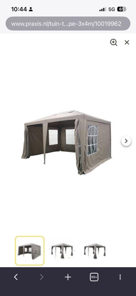 Partytent Central Park Canvas, Ophalen of Verzenden, Zo goed als nieuw, Minder dan 5 meter