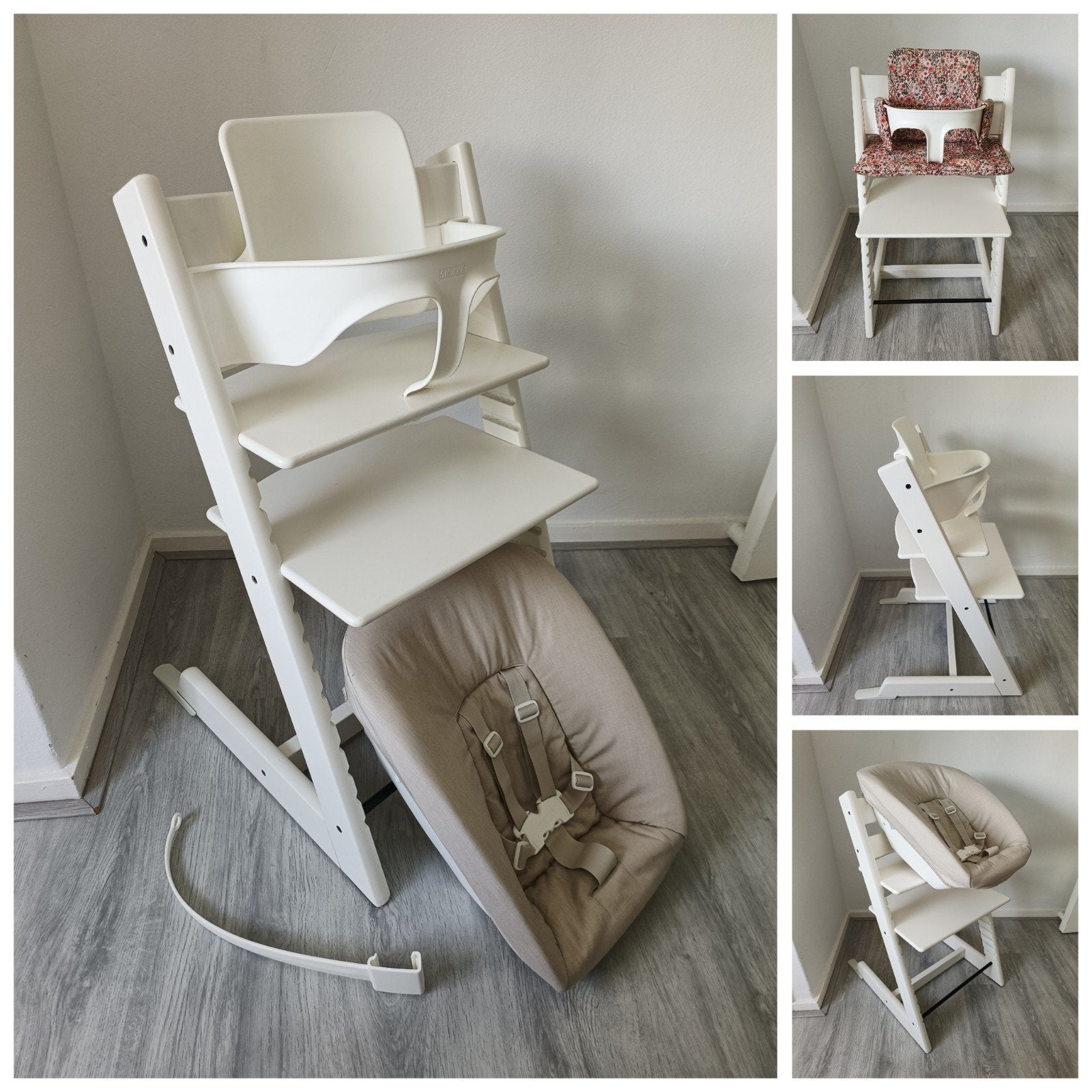 Stokke Tripp Trapp wit+babyset,kussen,newbornset evt. tray, Kinderen en Baby's, Kinderstoelen, Meegroeistoel, Ophalen of Verzenden