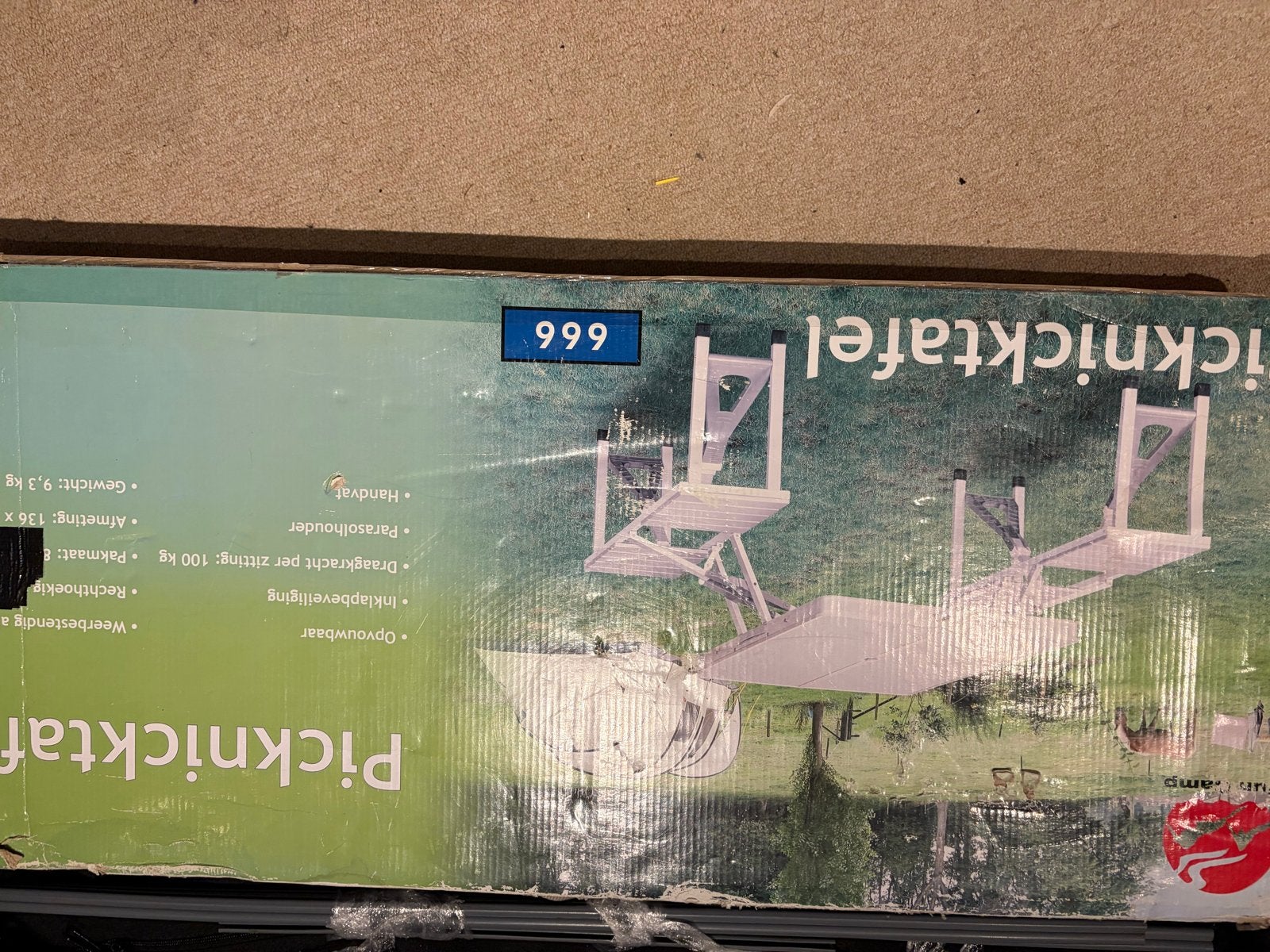 Inklapbare Picknicktafel Koffermodel - Ideaal voor Kinderen, Tuin en Terras, Kinderpicknicktafel, Gebruikt, Aluminium, Ophalen of Verzenden