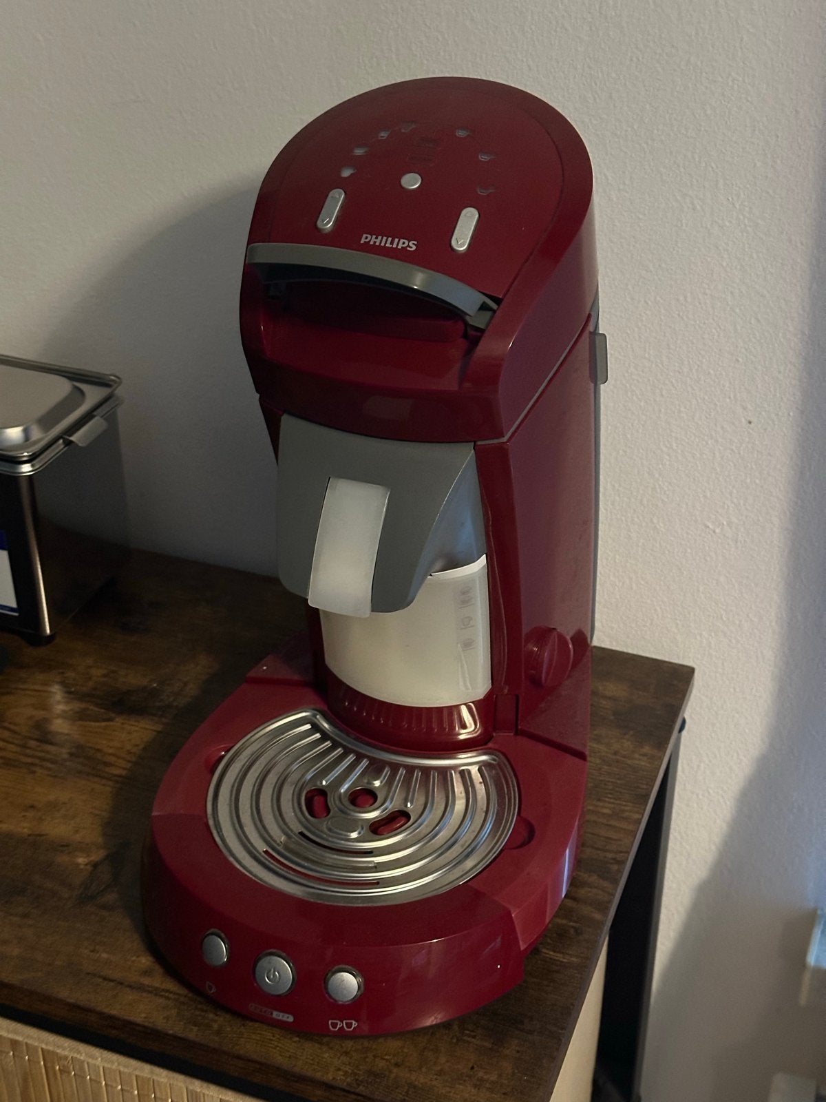 Philips Senseo met melkopschuimer, Stoompijpje, Koffiepads en cups, Gebruikt, Koffiemachine