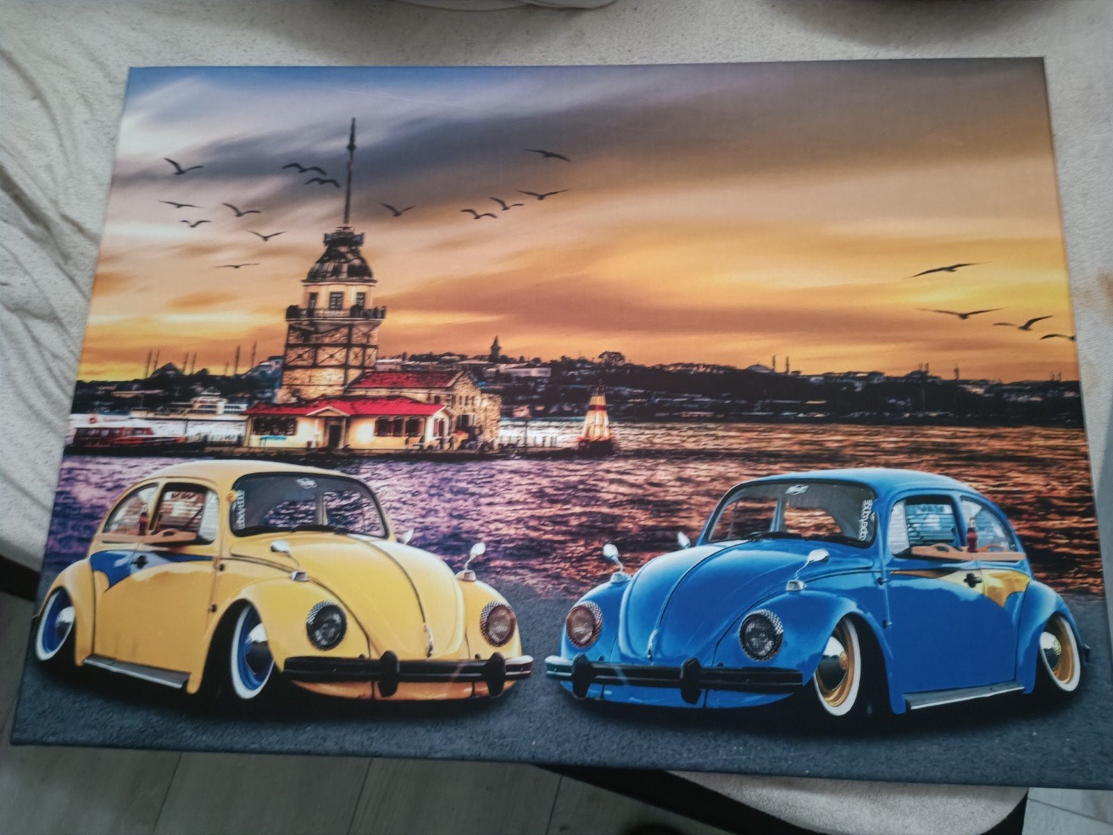 Canvas print: Twee Kevers bij de Maagdentoren in Istanbul, 50 – 75, Gebruikt, Ophalen of Verzenden, Print