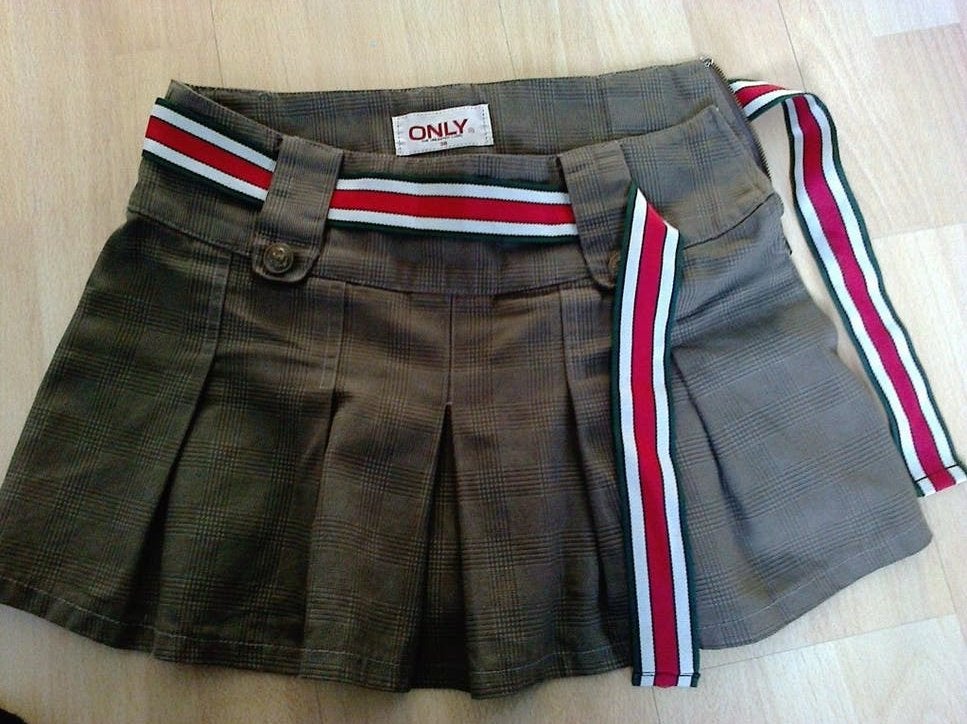 mini rok Only 36 met ceintuur geplooid geruit geblokt bruin, Only, Bruin, Ophalen of Verzenden, Zo goed als nieuw