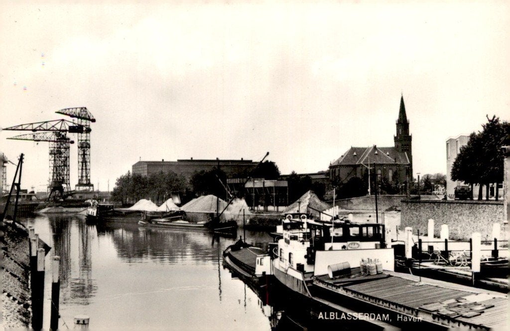 Alblasserdam Haven met binnenvaart # 875, Verzamelen, Ophalen of Verzenden, 1940 tot 1960, Ongelopen, Zuid-Holland
