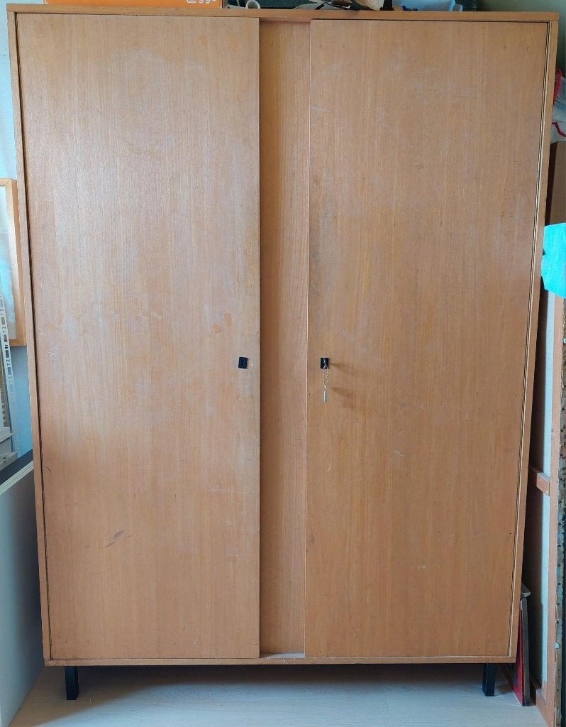 Houten kast met 4 legplanken en hangruimte. Afm. 173x124x54., Ophalen, Overige materialen, Gebruikt, 100 tot 150 cm