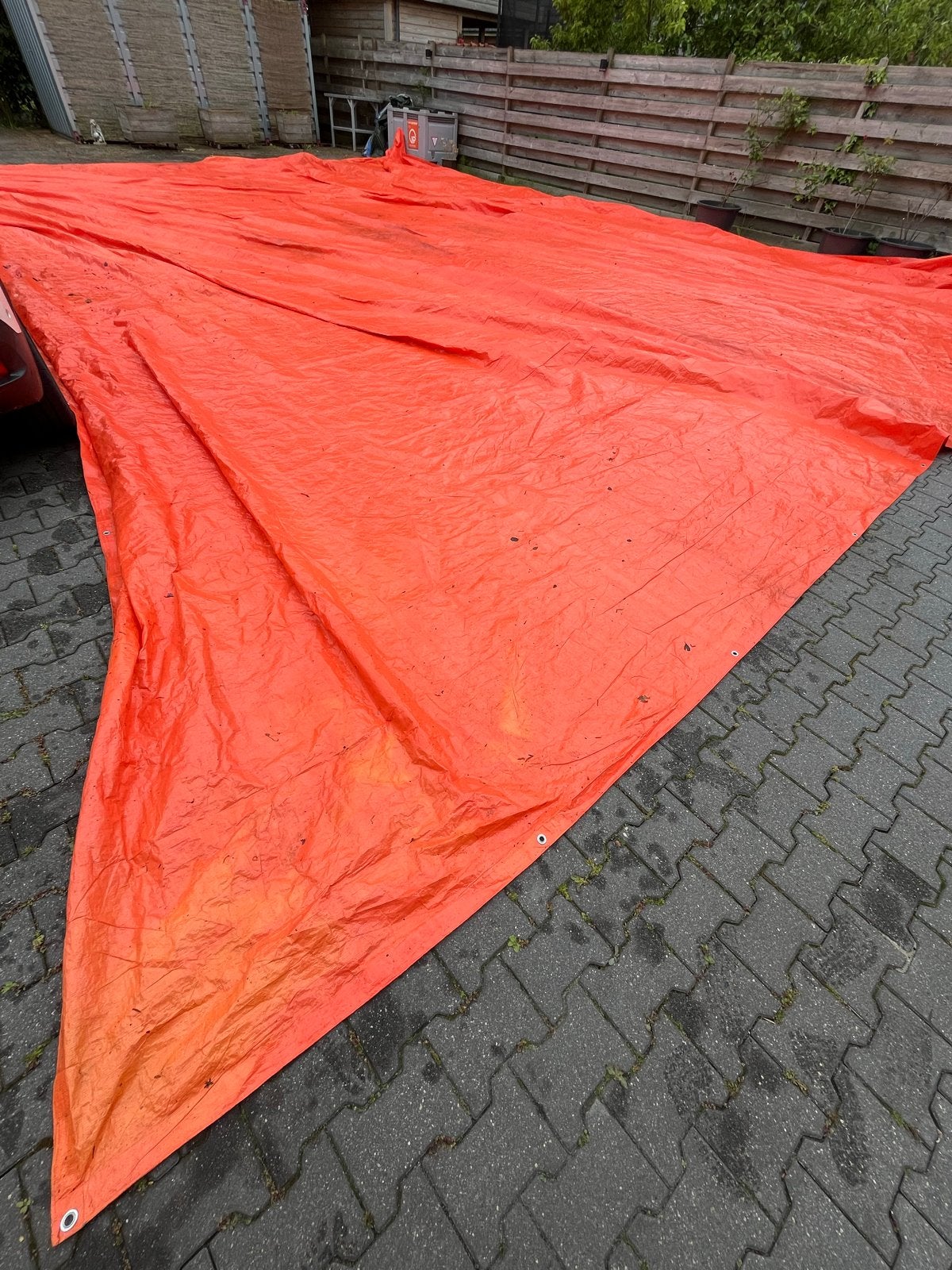 Groot oranje bouw/ afdekzeil 9x12 meter, Ophalen, Gebruikt, 15 m² of meer, Zeil