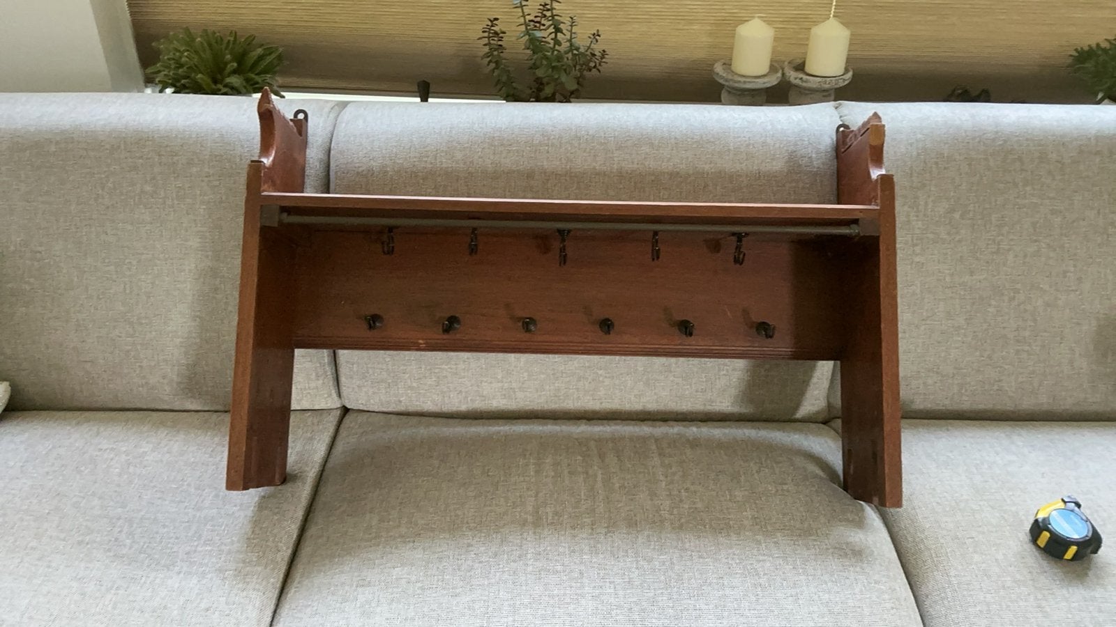 Antieke kapstok met veel haken in goede staat, Gebruikt, Minder dan 100 cm, Hout, Ophalen