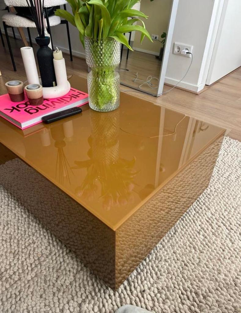 HK living salontafel (met scheur), Huis en Inrichting, Tafels | Salontafels, Ophalen, Gebruikt, 100 tot 150 cm, 50 tot 100 cm
