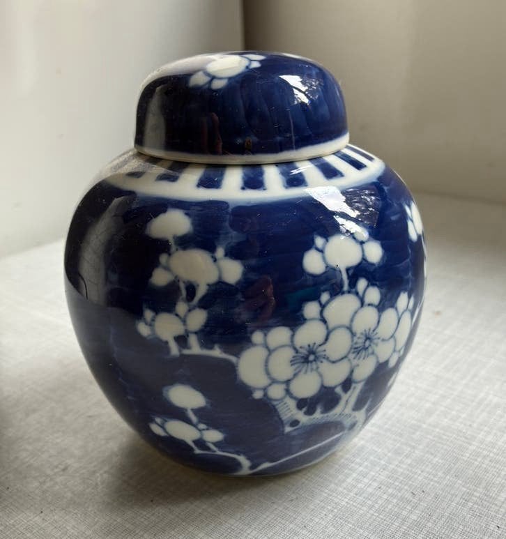 Vintage blauw witte Chinese gemberpot, Ophalen of Verzenden