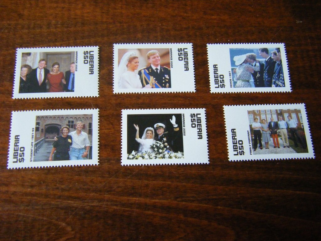 6 postzegels Maxima en Willem-Alexander - Liberia, Ophalen of Verzenden, Nieuw, Overige typen