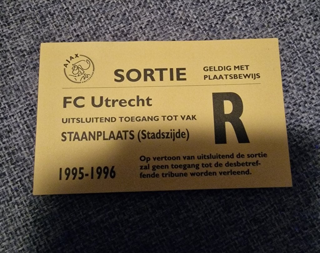 Sortie Ajax - FC Utrecht De Meer 1995-1996, Verzamelen, Ophalen of Verzenden, Nieuw, Ajax, Overige typen