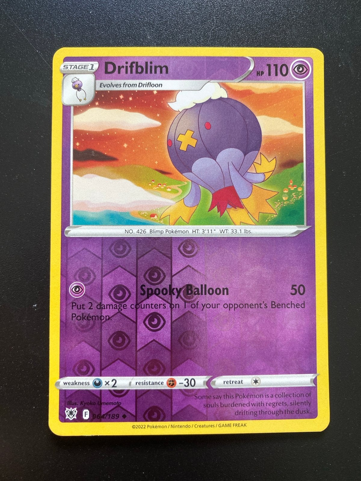 Drifblim 064/189 Reverse Holo Pokémon Astral Radiance, Ophalen of Verzenden, Zo goed als nieuw, Losse kaart, Foil