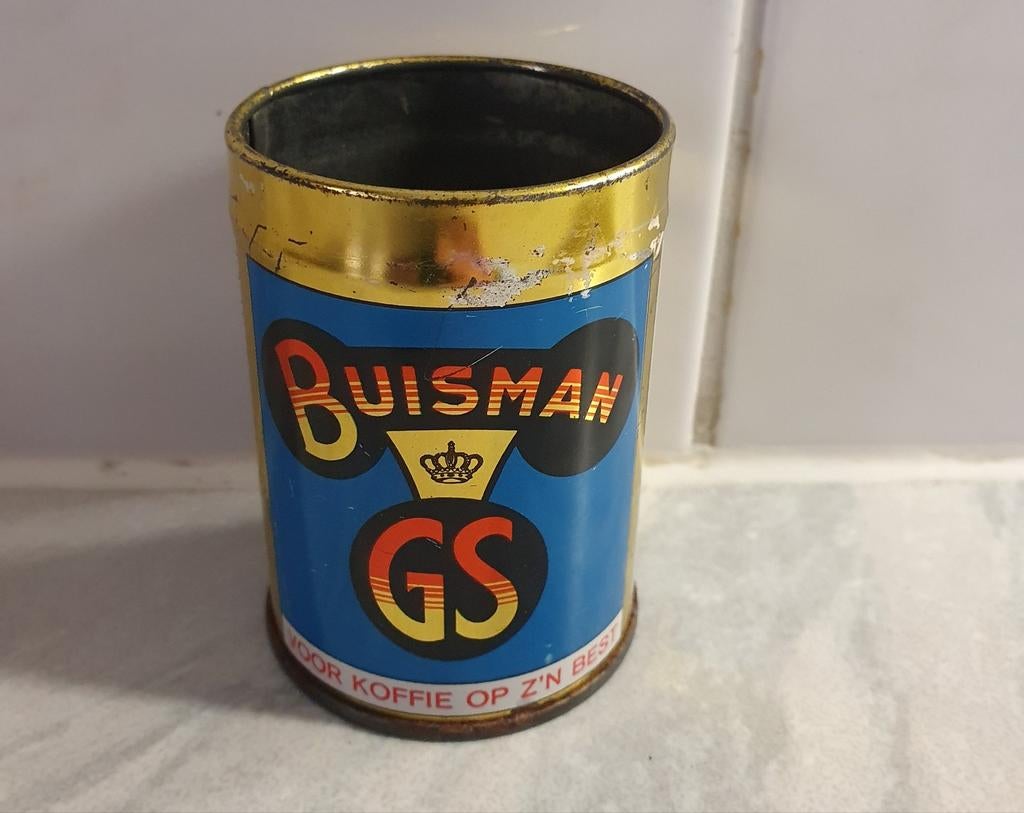 Buisman blikje, 7,5 cm hoog, doorsn 5 cm. Mist dekseltje, Ophalen of Verzenden, Gebruikt, Overige
