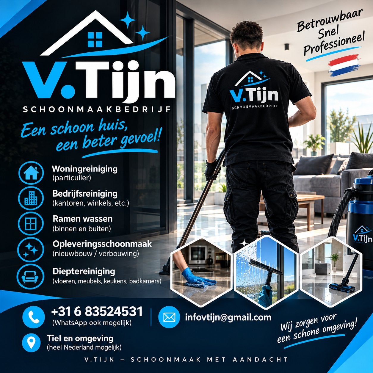 V.Tijn SCHOONMAAKBEDRIJF, Diensten en Vakmensen