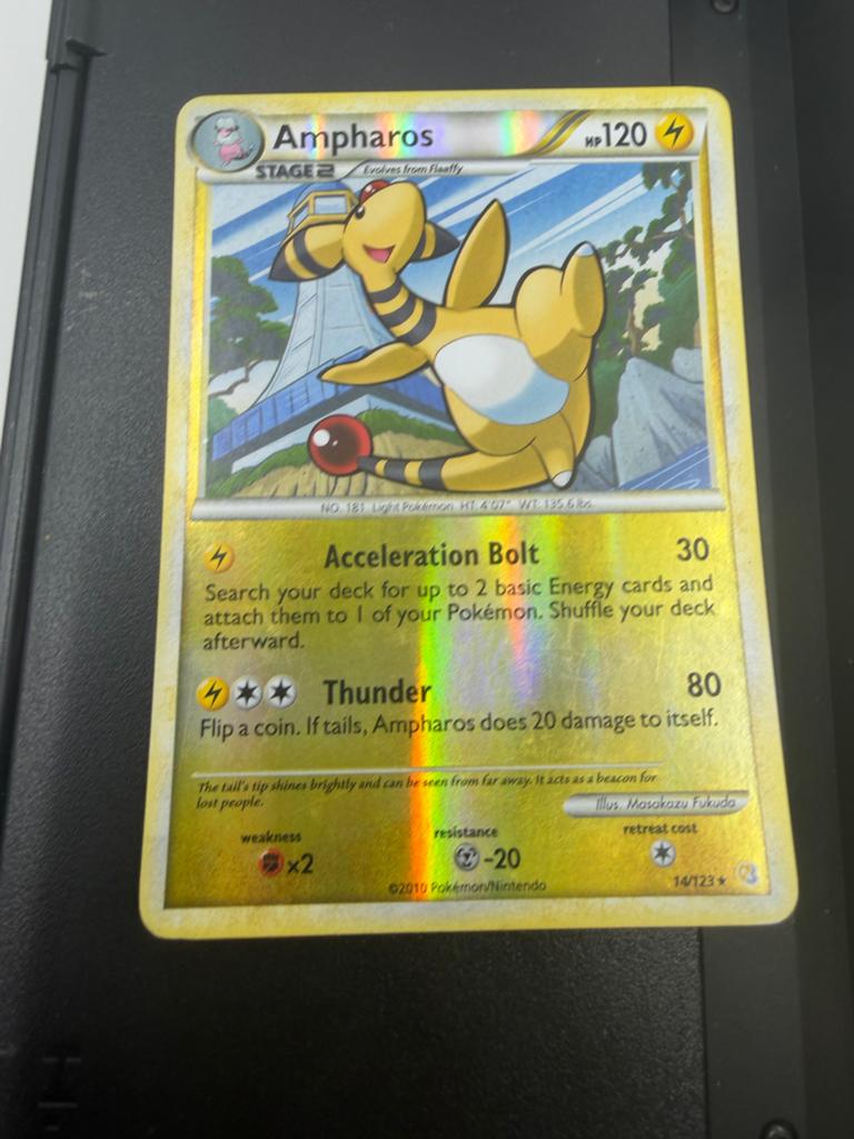 Ampharos Pokémon kaart, Ophalen of Verzenden, Zo goed als nieuw, Losse kaart, Foil
