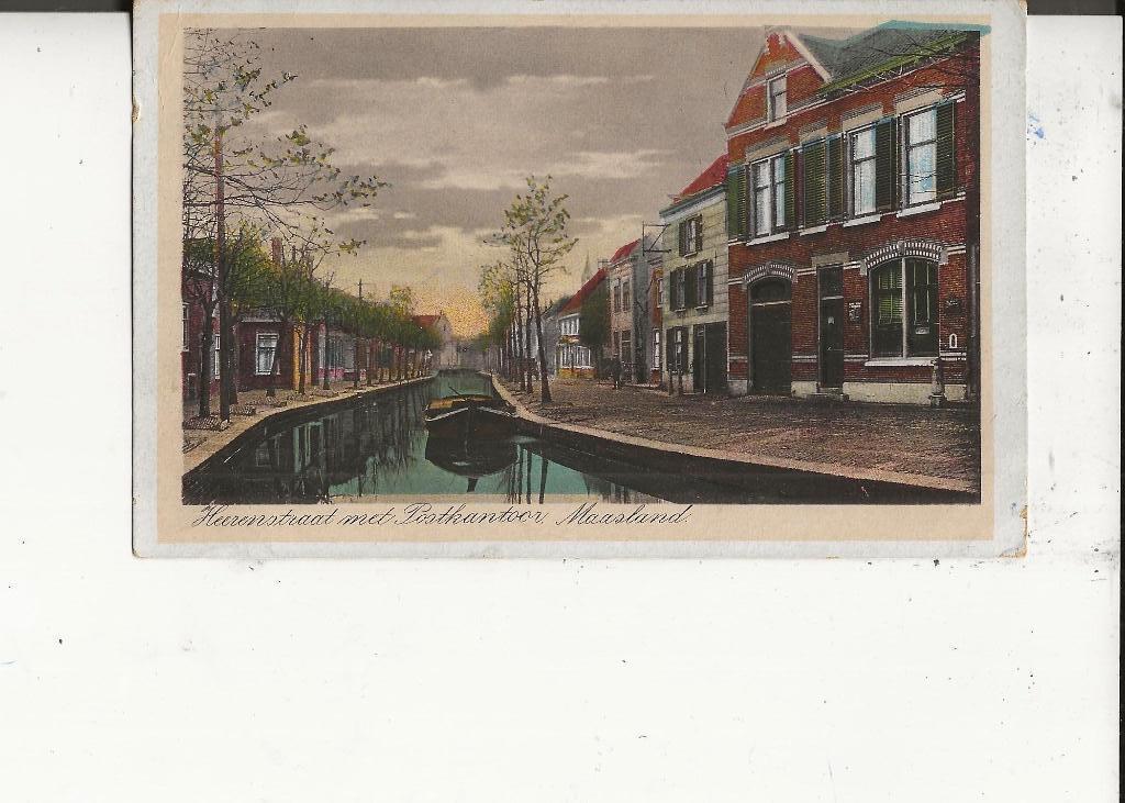 Maasland Herenstraat met Postkantoor 25-8-1924, Ophalen of Verzenden, 1920 tot 1940, Gelopen, Zuid-Holland