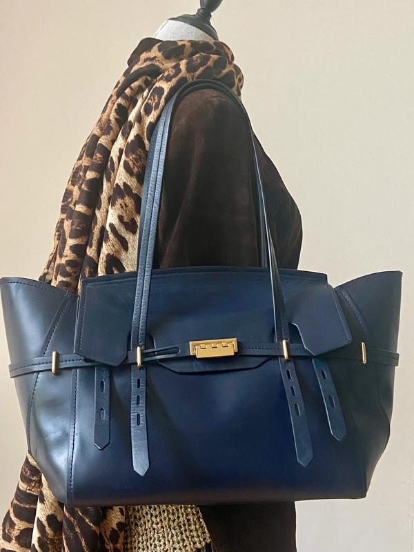 Zac Posen twv 1.090 tas echte kalvsleer 65/40x 36x 14 cm, Ophalen of Verzenden, Nieuw, Blauw, Schoudertasje