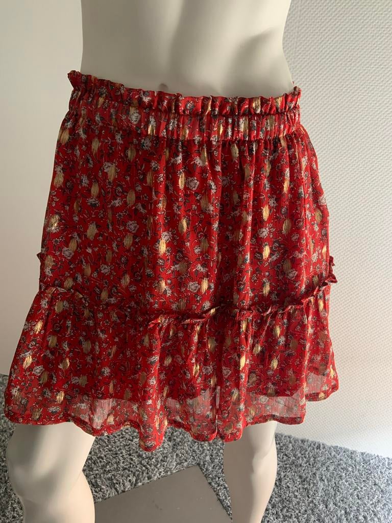 Drole de copine rokje met goudkleurige stippen. M, Ophalen of Verzenden, Zo goed als nieuw, Rood, Boven de knie